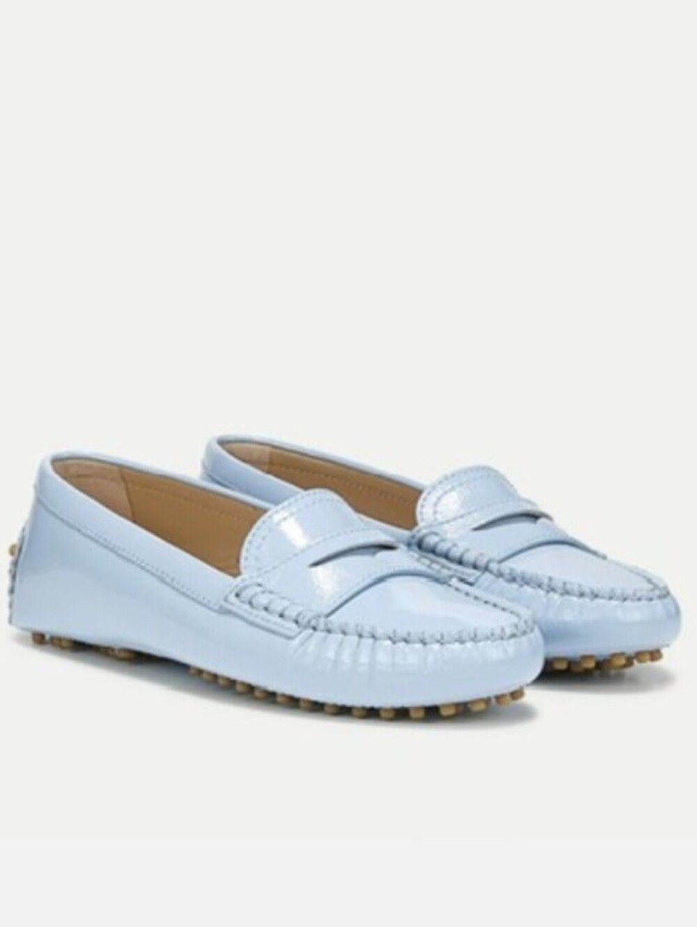 Veronica Beard Jia Driving Penny Loafer Sky Blue Leather Classic Preppy Size 6.5